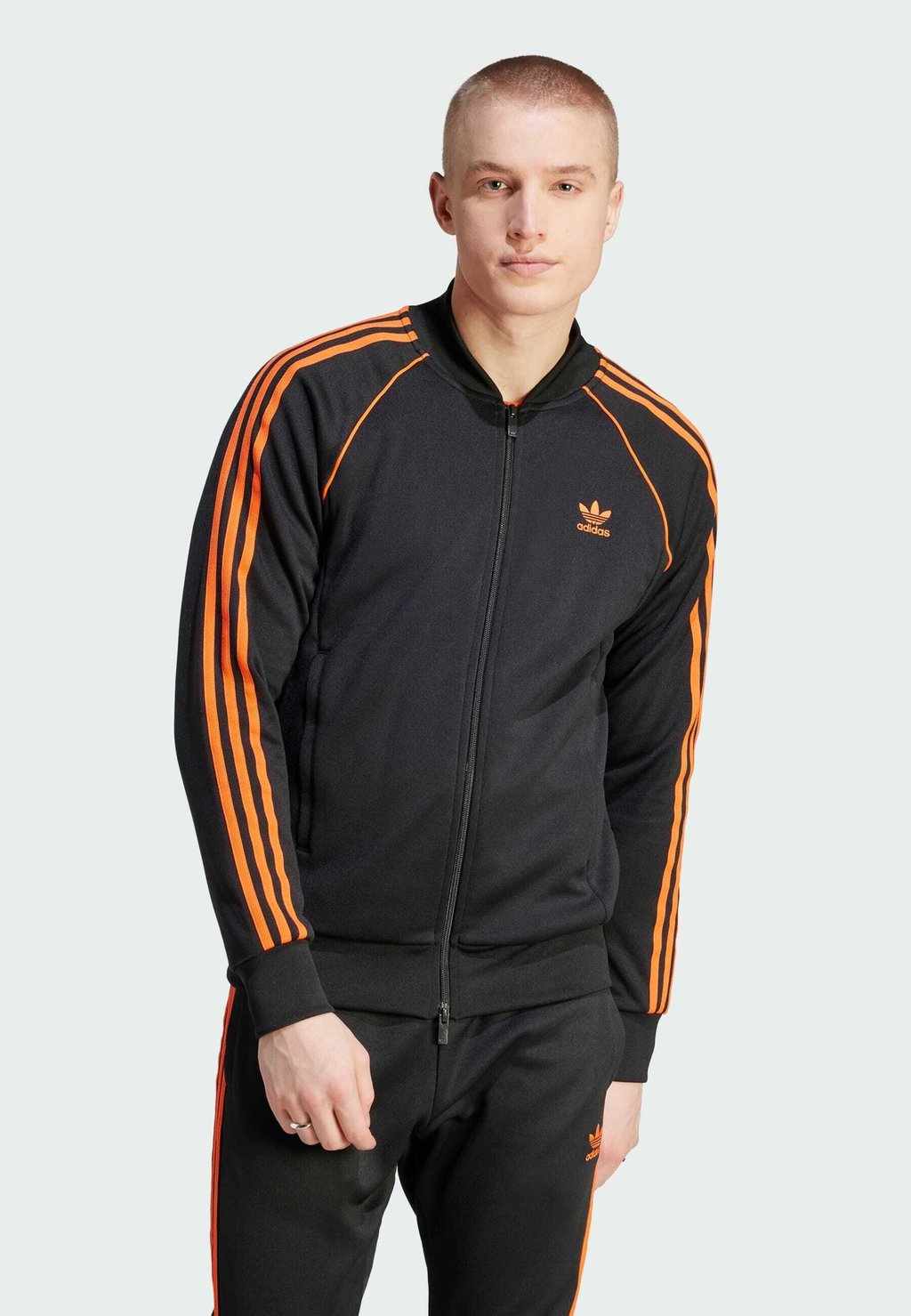 Спортивная куртка adidas Originals, черная полуударная оранжевая