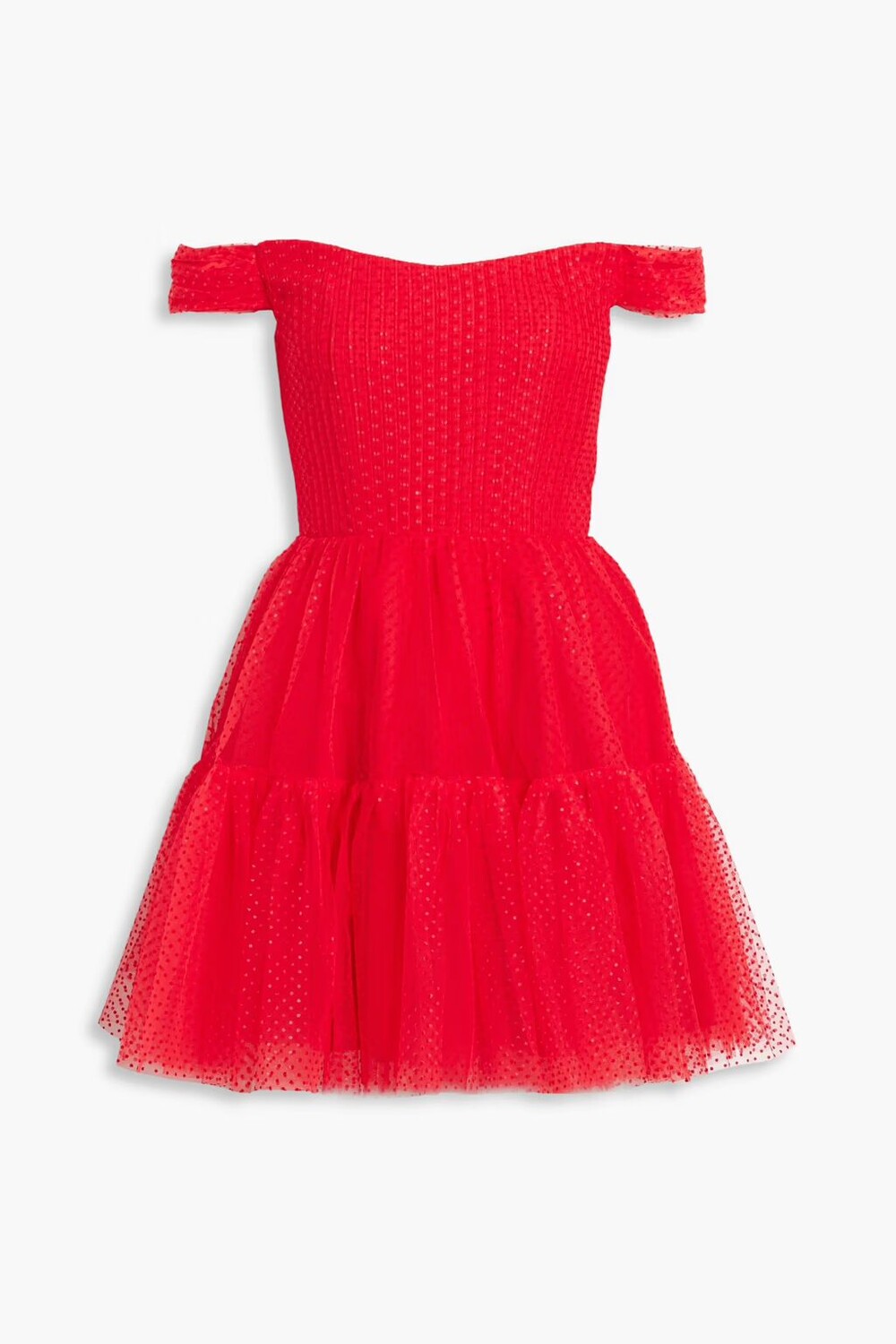 

Мини-платье из тюля с открытыми плечами Ml Monique Lhuillier, красный