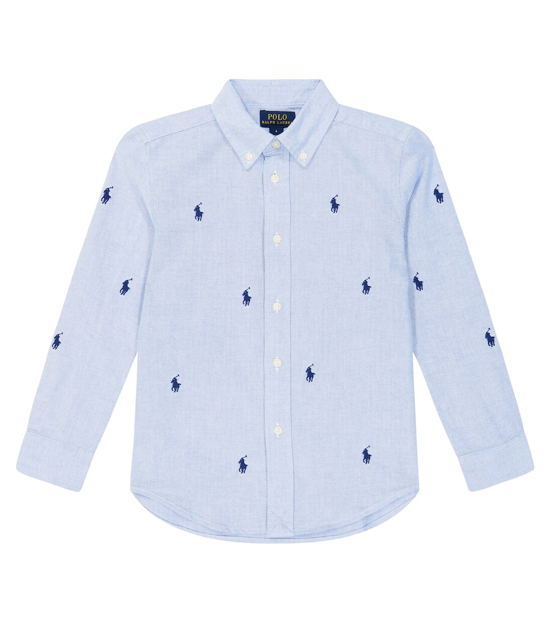 

Рубашка-оксфорд из хлопка с вышитым логотипом Polo Ralph Lauren Kids, синий