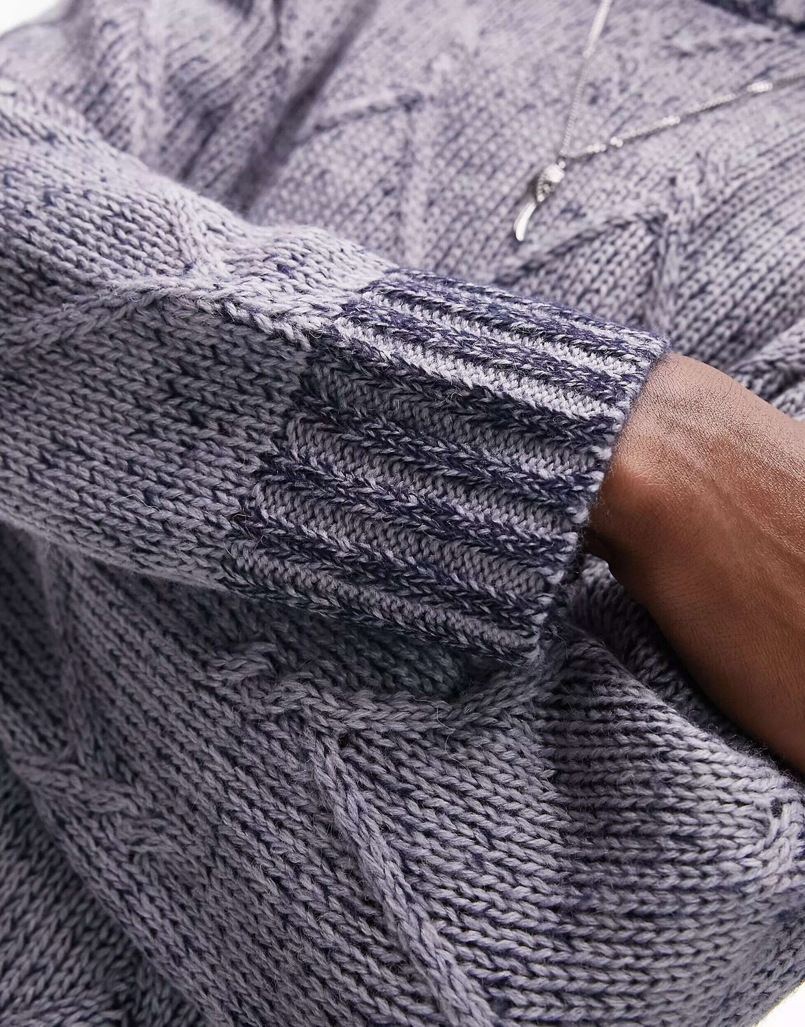 

Синий жаккардовый джемпер косой вязки Topman Space Dyed