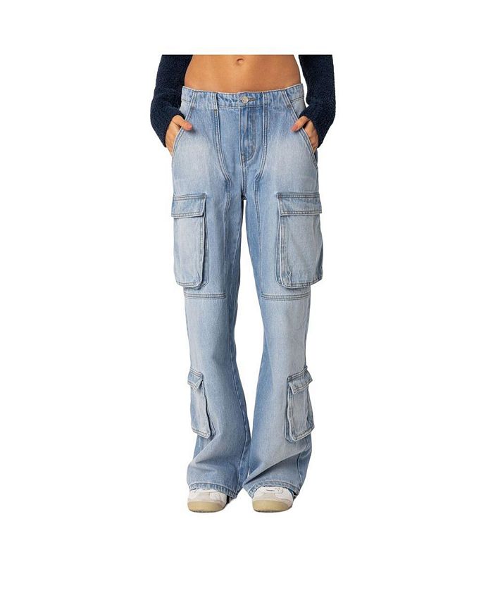 Женские джинсы карго Tara с низкой посадкой Edikted, синий