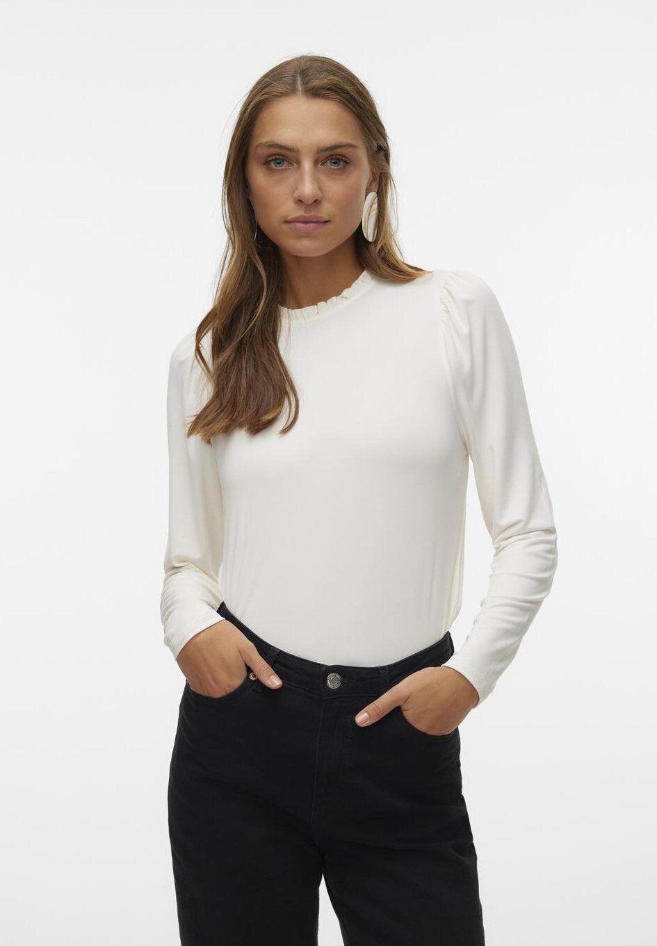 

Топ с длинными рукавами VMCAROL TOP Vero Moda, цвет snow white