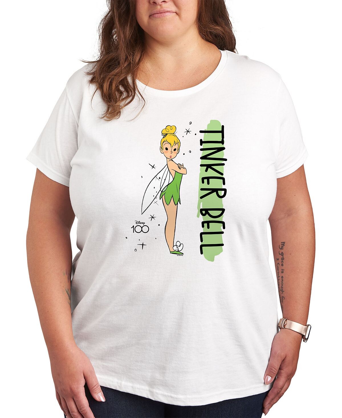 

Модная футболка больших размеров с рисунком Disney Tinkerbell Air Waves, белый