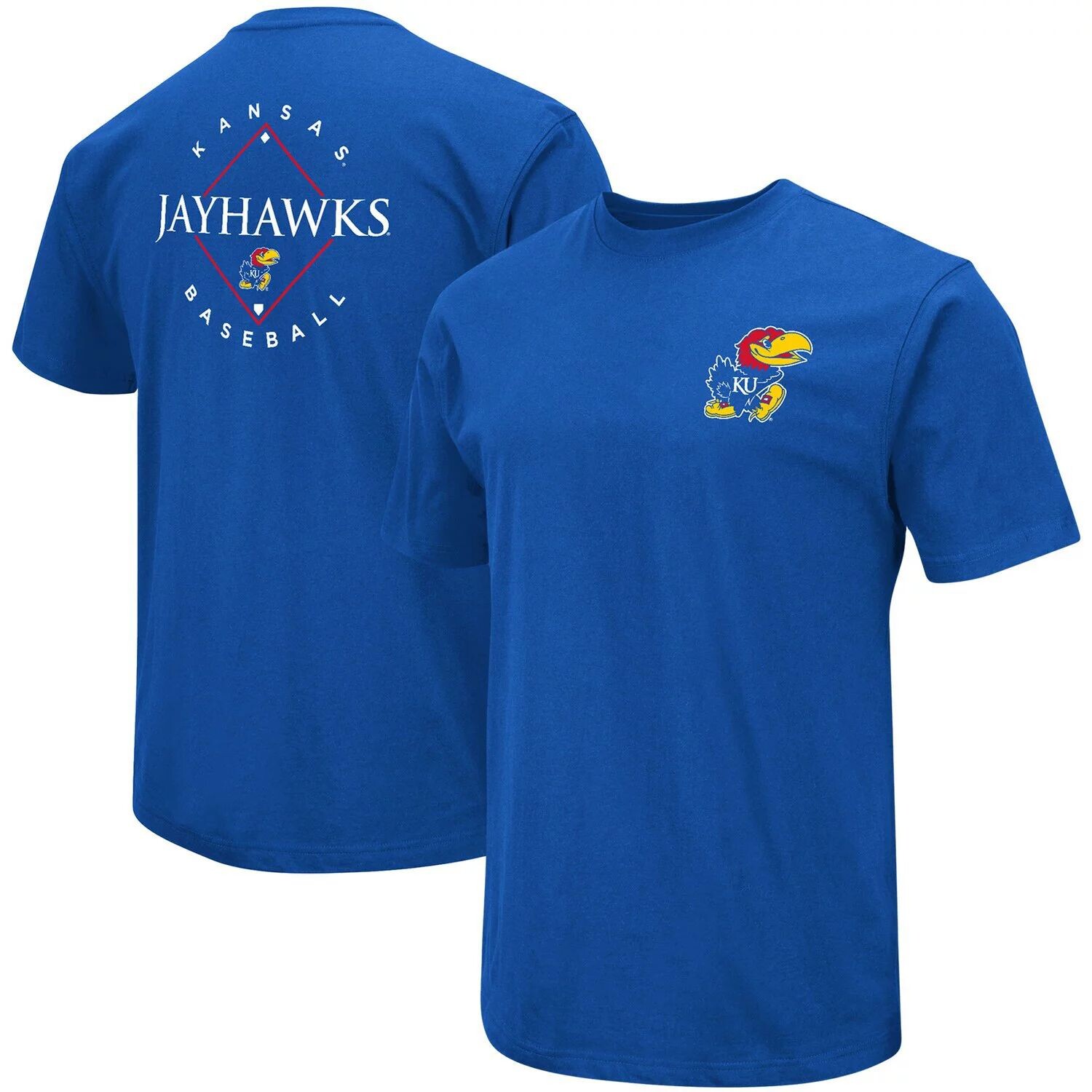 

Мужская футболка Colosseum Royal Kansas Jayhawks Baseball On Deck 2-Hit