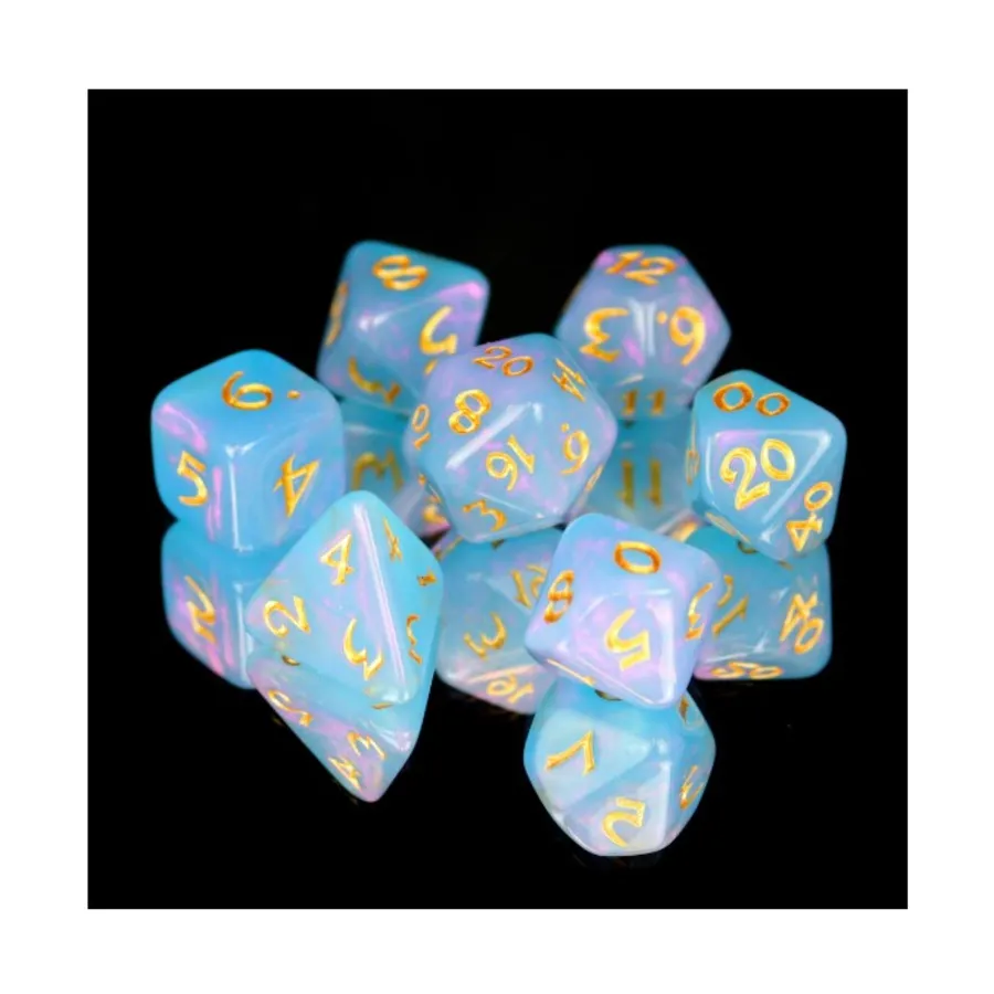 

Поликомплект — Элессия, Лунный камень Румара с золотом (7), Polymer Poly Sets (Die Hard Dice)