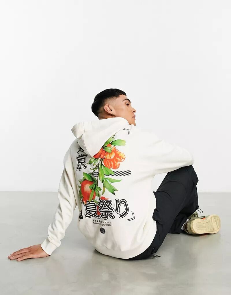 

Белое худи оверсайз ASOS с фотопринтом с фруктовым эффектом на спине и груди