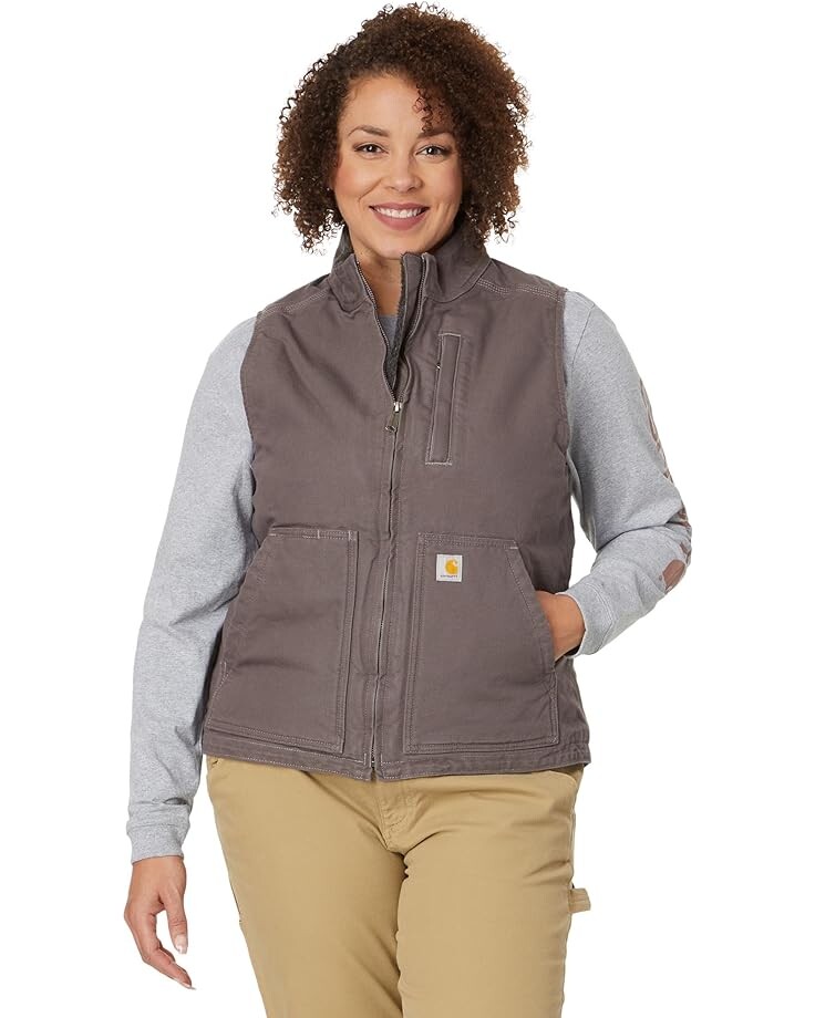 

Утепленный жилет Carhartt OV277 Sherpa Lined Mock Neck, цвет Taupe Gray
