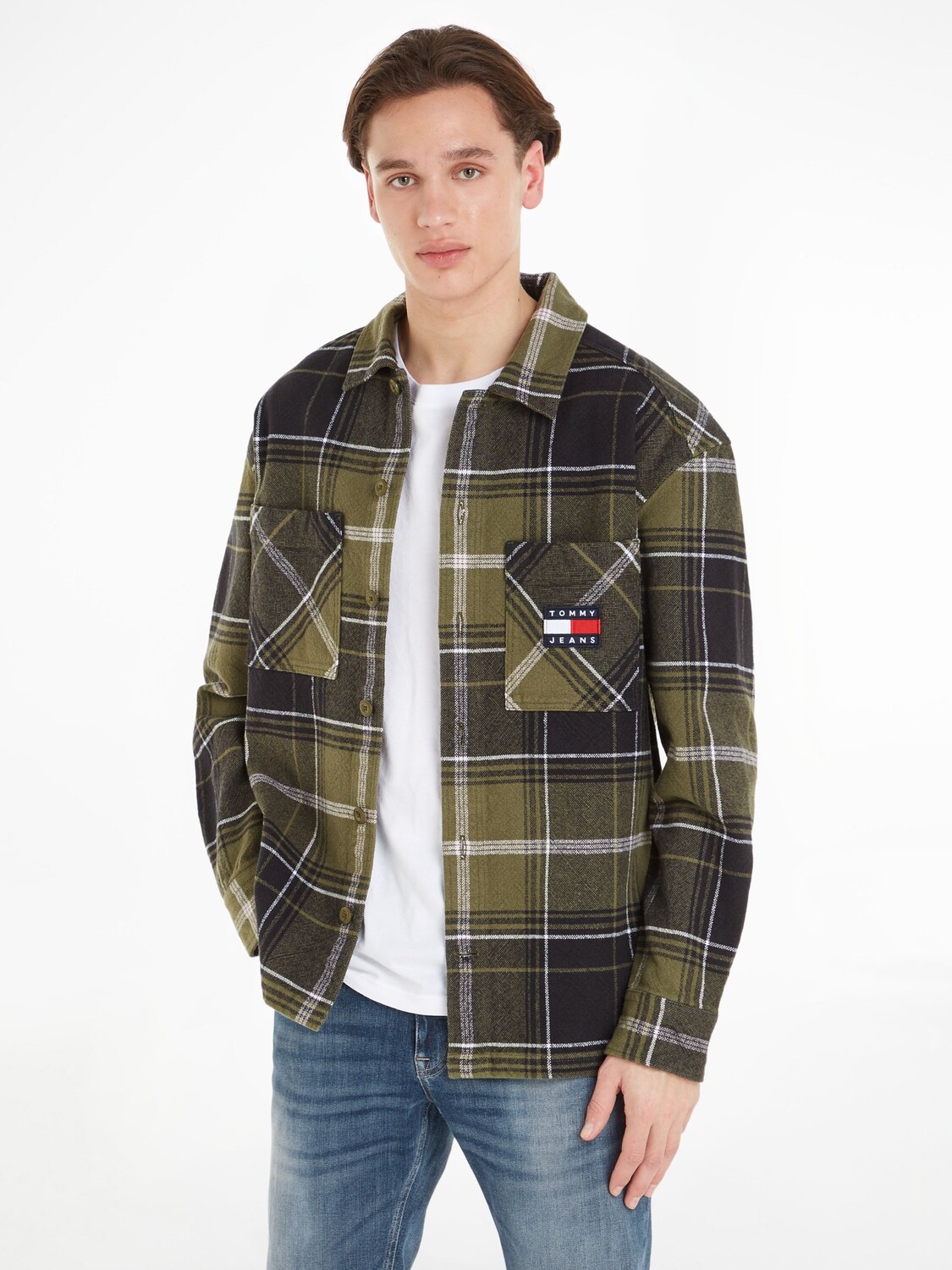 

Футболка в клетку Tommy Jeans Tommy Hilfiger, оливково-зеленая клетка, Зеленый