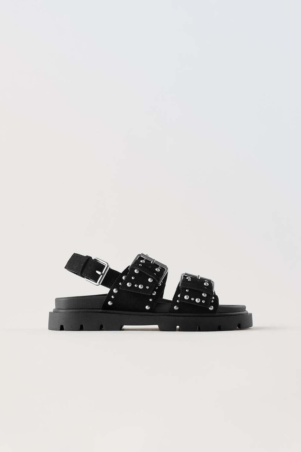 

Кожаные сандалии с шпильками ZARA, черный