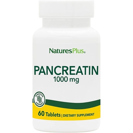 Naturesplus Панкреатин 1000 мг Натуральная добавка к пищеварительным ферментам 60 таблеток, Nature'S Plus панкреатин naturesplus 1000 мг 60 таблеток для пищеварения кишечника обмена веществ