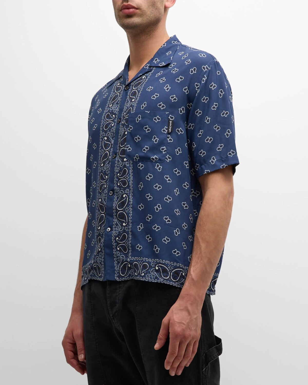 

Мужская рубашка для боулинга с узором пейсли Palm Angels, цвет Navy Blue