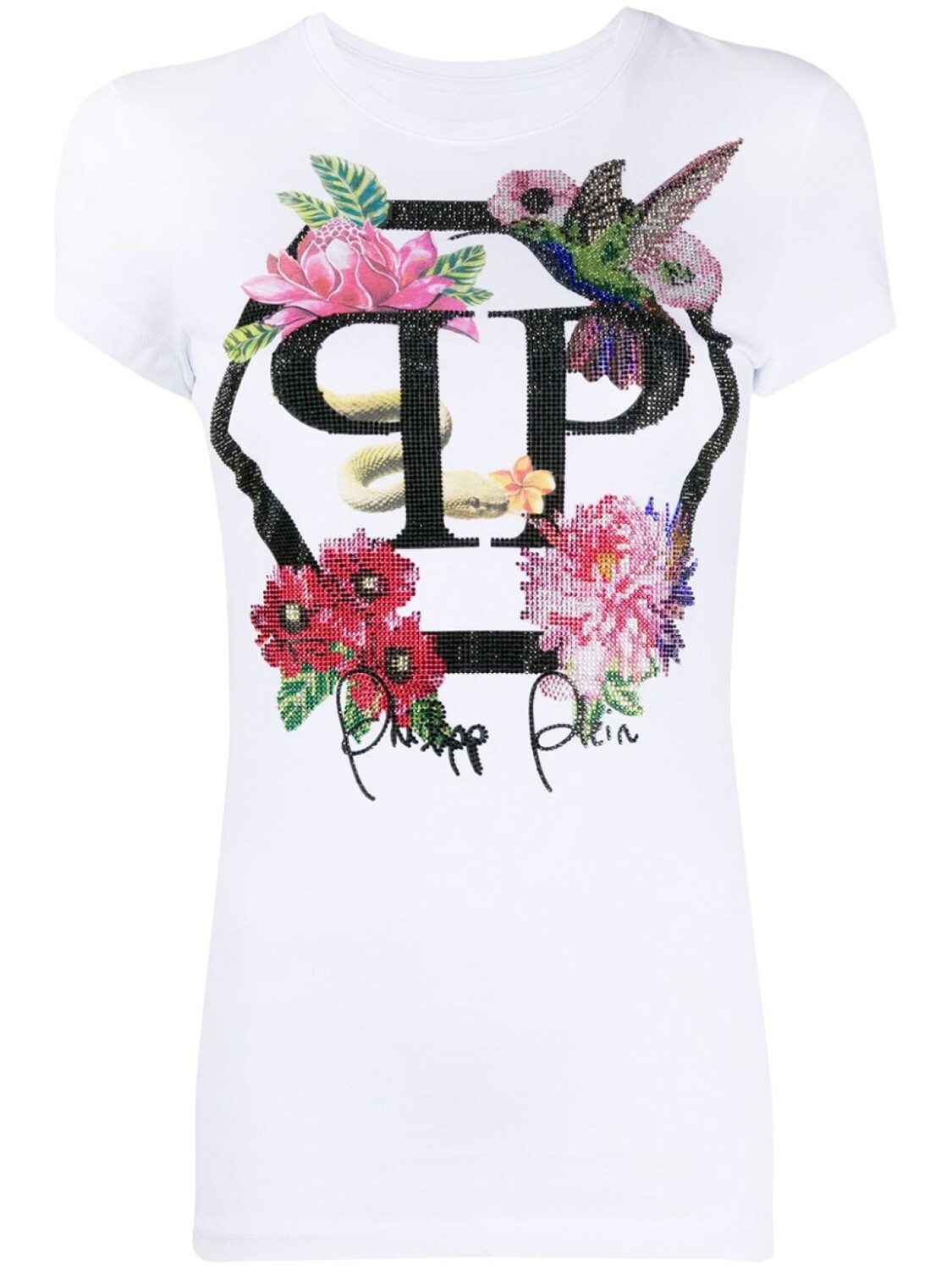 

Philipp Plein футболка с круглым вырезом и кристаллами, белый