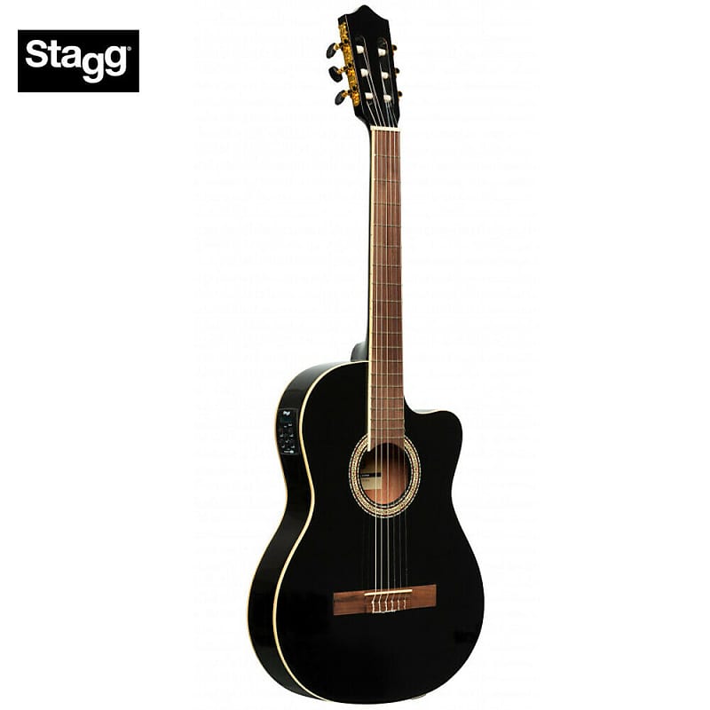 Акустическая гитара Stagg SCL60 TCE-BLK Spruce Top Nato Neck Classical Cutaway 6-String Acoustic-Electric Guitar w/EQ