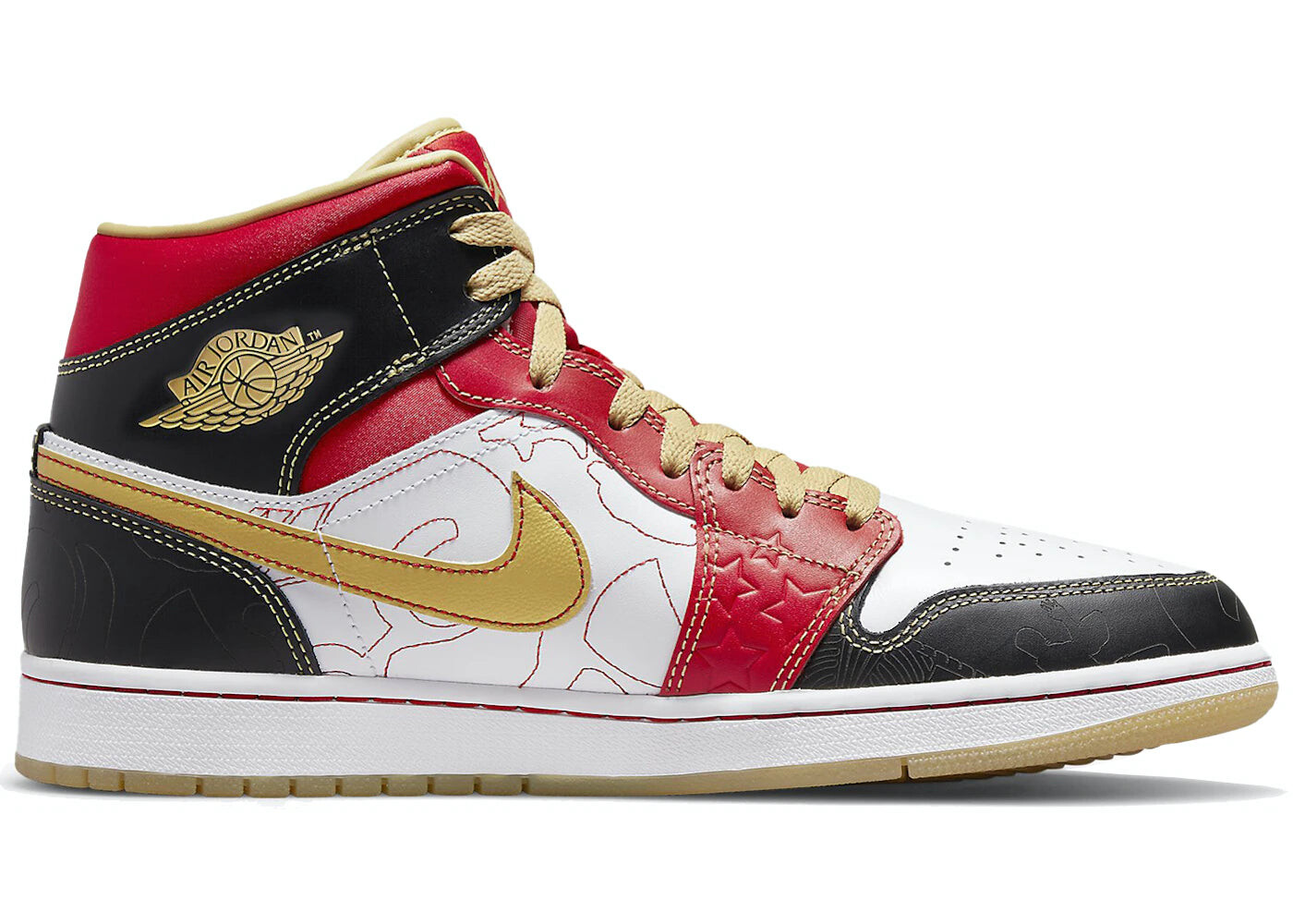 

Кроссовки спортивные Jordan 1 Mid XQ, Белый-Черный-Красный