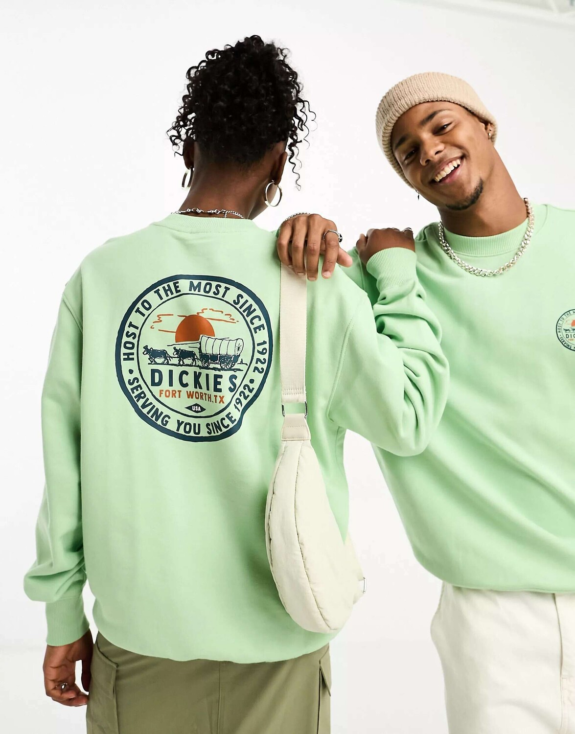 

Тихо-зеленый свитшот Dickies greensburg с принтом на спине