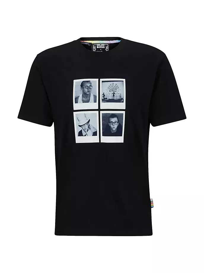 

Гендерно-нейтральная футболка Boss x Keith Haring с фотографией Boss, черный