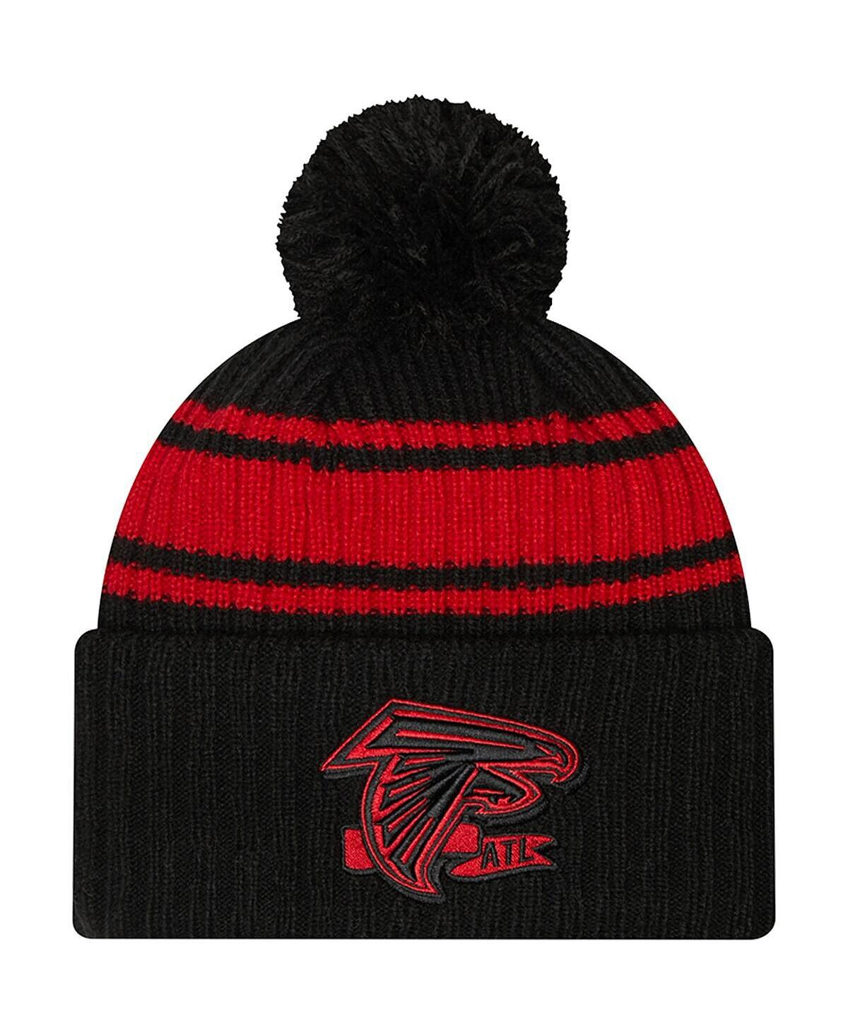 

Мужская черная вязаная шапка Atlanta Falcons 2022 с манжетами и помпоном New Era
