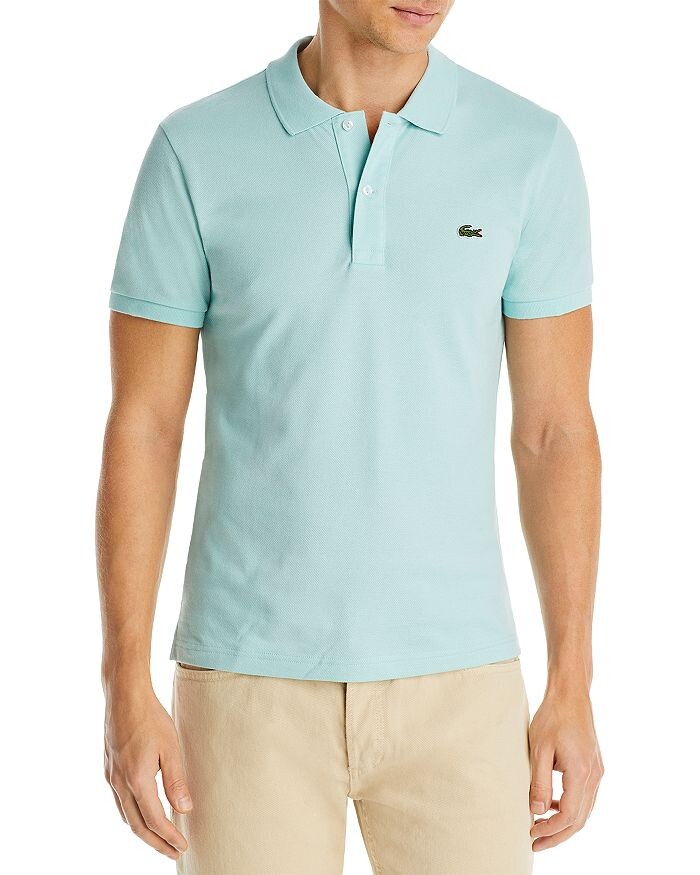 

Модная рубашка-поло из хлопкового пике узкого кроя Lacoste