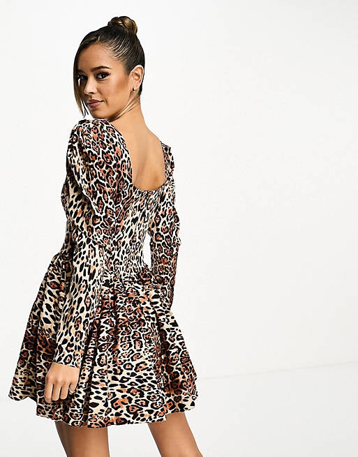 

Платье мини с анималистичным принтом из хлопкового поплина ASOS DESIGN