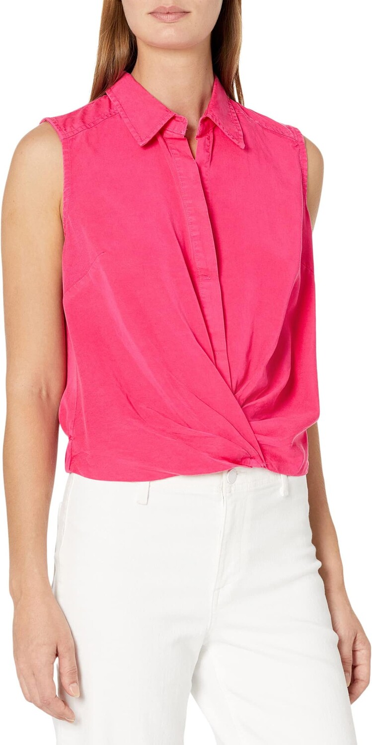 

Пуловер KUT from the Kloth Renata Front Twist Sleeveless Blouse w/ Collar, цвет Magenta