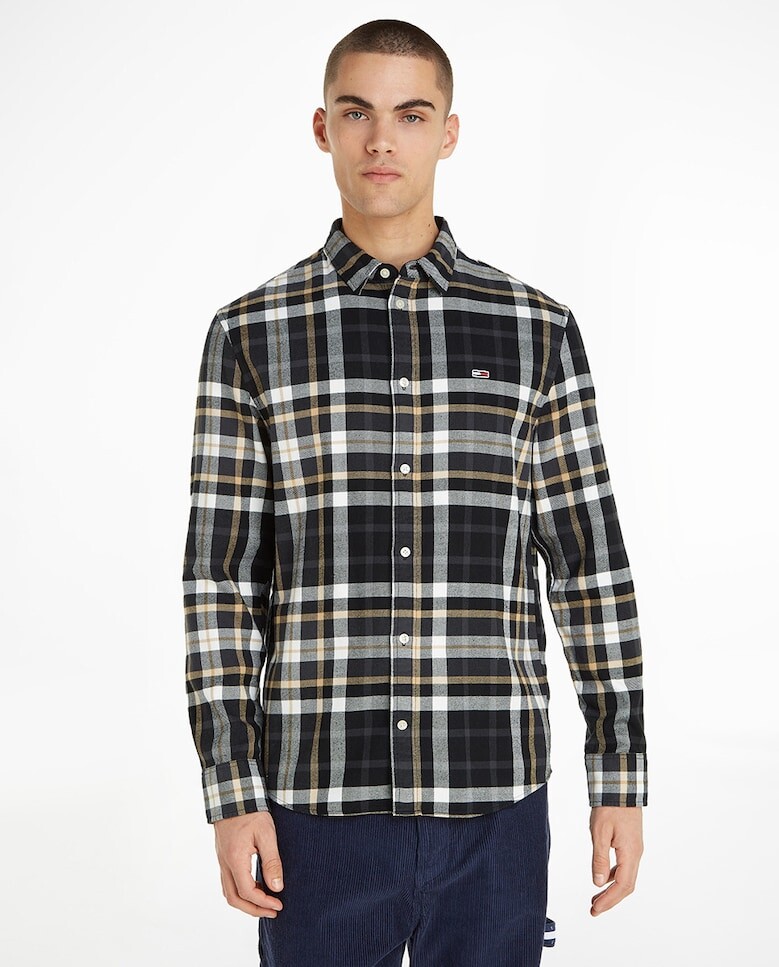 

Классическая мужская рубашка в клетку Tommy Jeans, черный