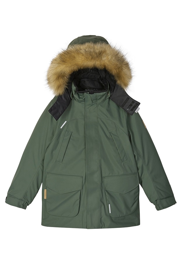 Куртка зимняя детская Reima Serkku с капюшоном, зеленый