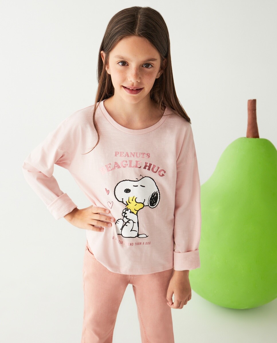 

Футболка для девочки с длинными рукавами и круглым вырезом Snoopy El Corte Inglés, розовый