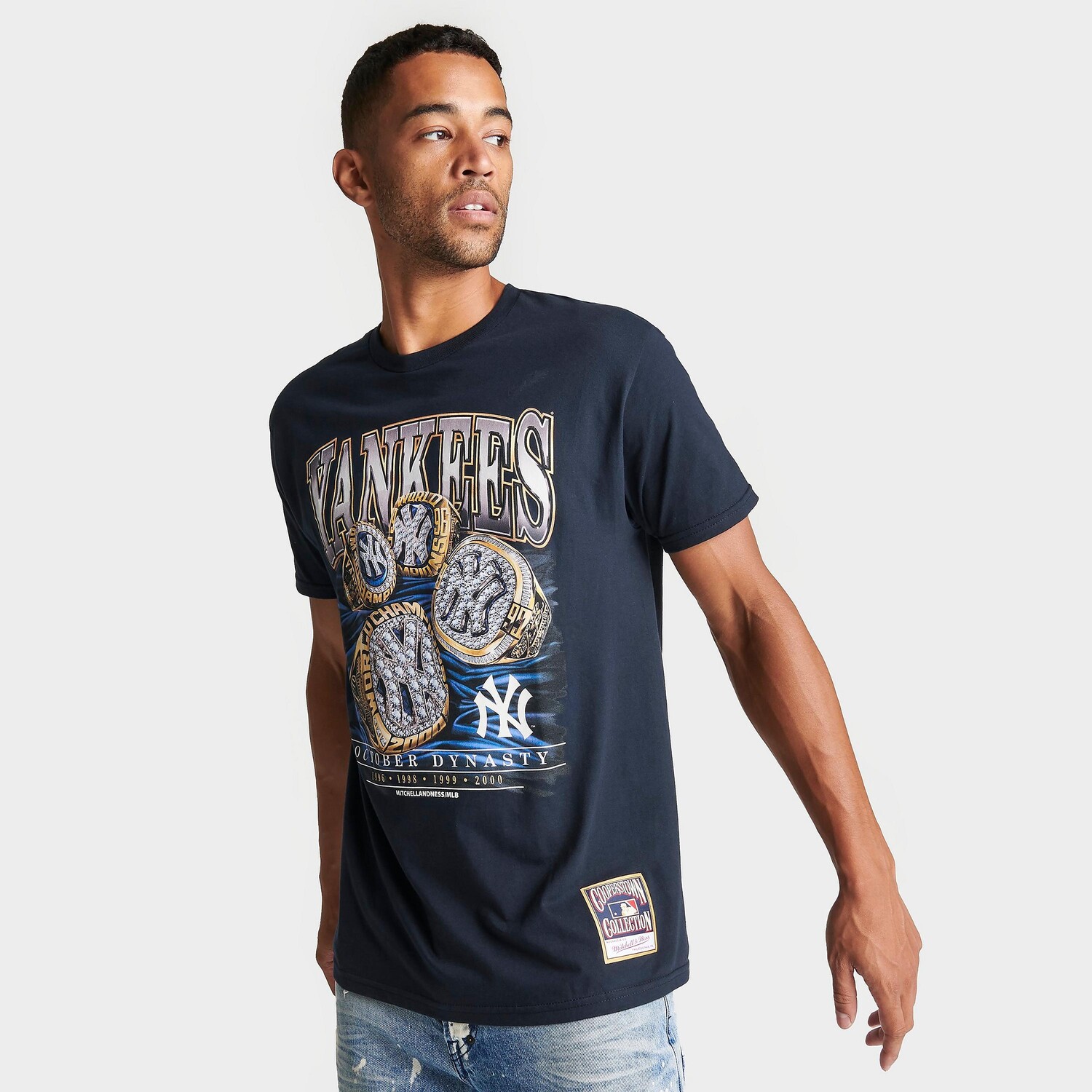 

Мужская футболка с рисунком Mitchell & Ness New York Yankees MLB Dynasty Rings, синий