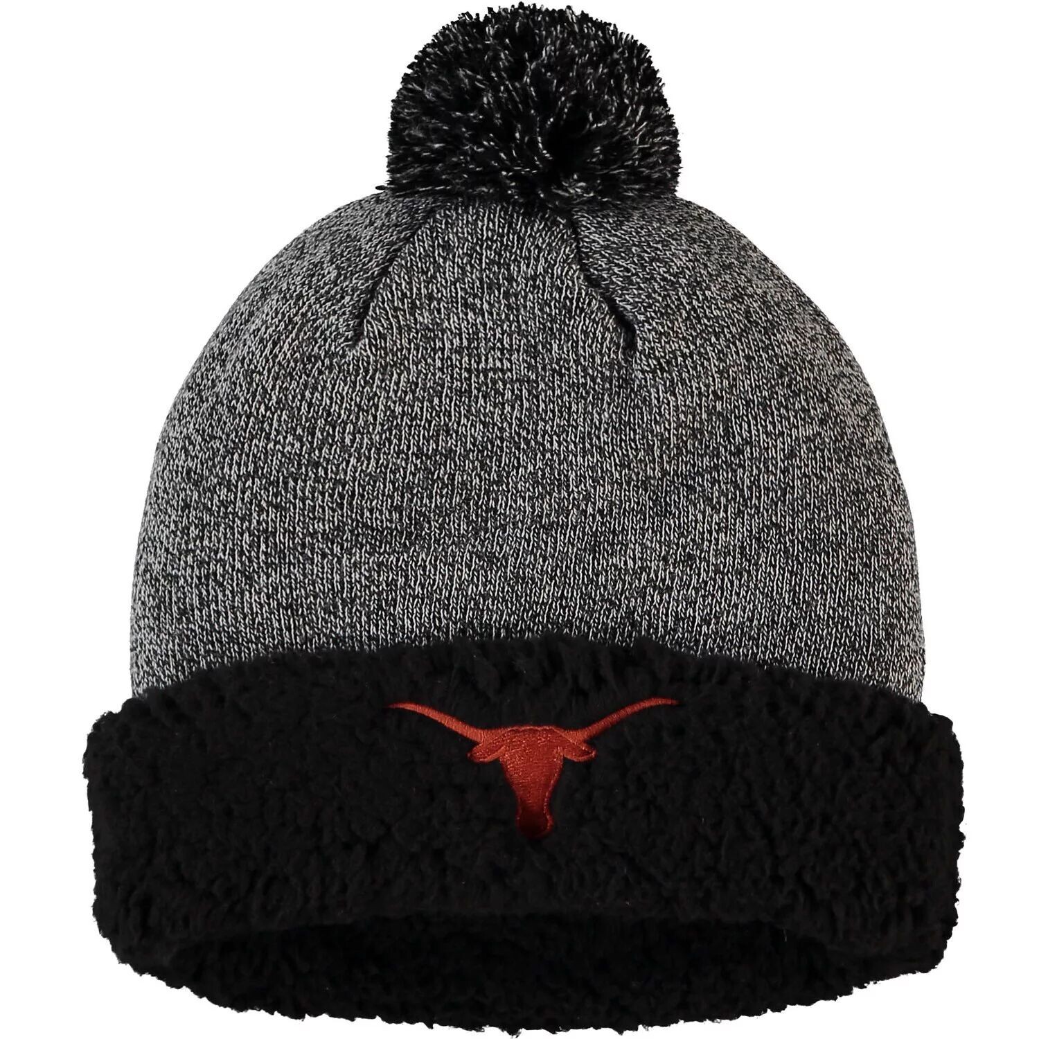 

Женская черная вязаная шапка Top of the World с плотными манжетами и помпоном Texas Longhorns