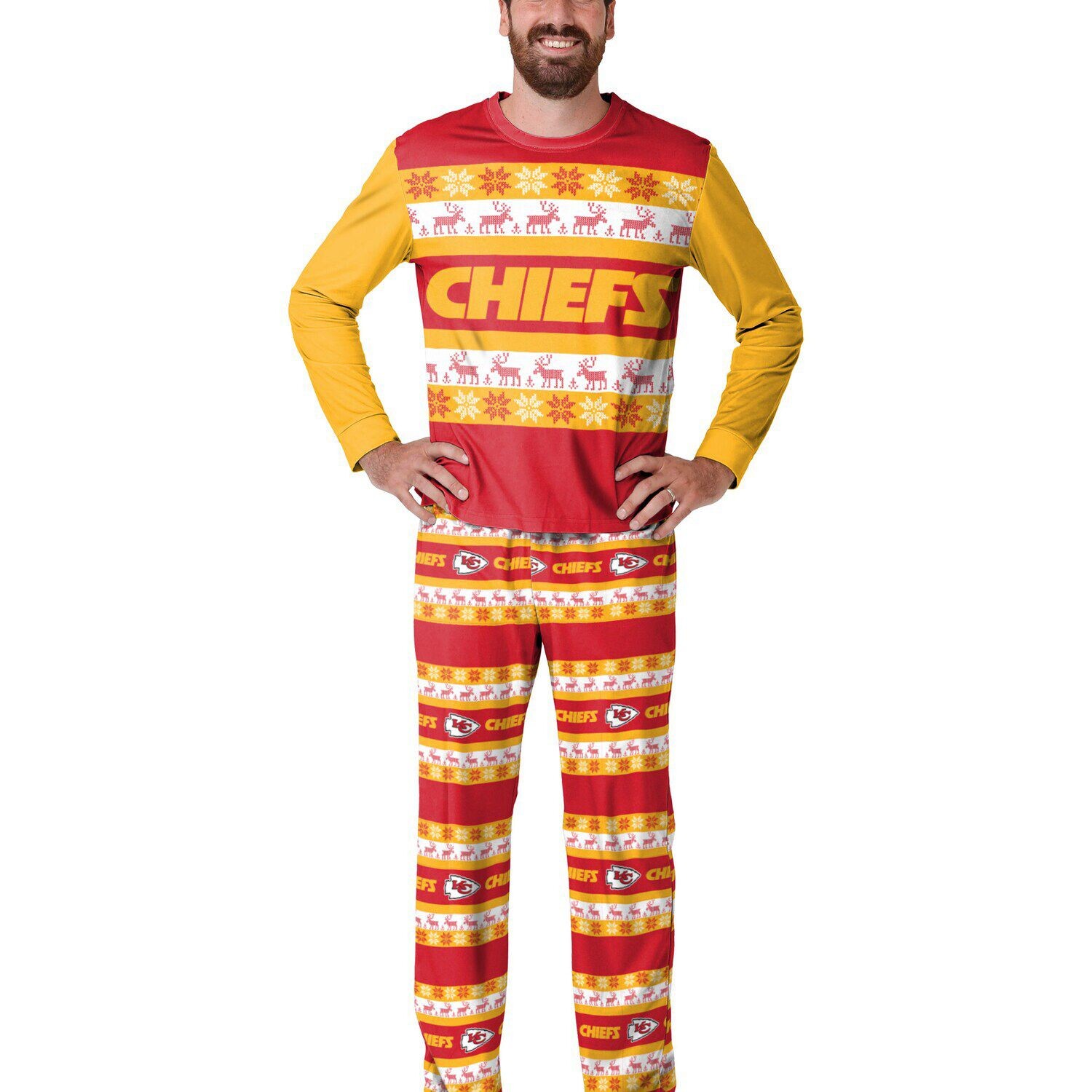 

Мужской красный пижамный комплект FOCO Kansas City Chiefs Team Ugly