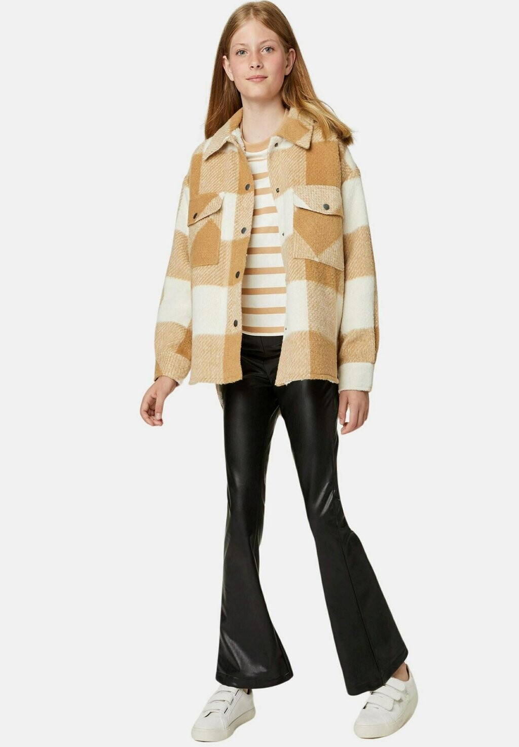 

Короткое пальто Check Shacket Marks & Spencer, цвет brown mix