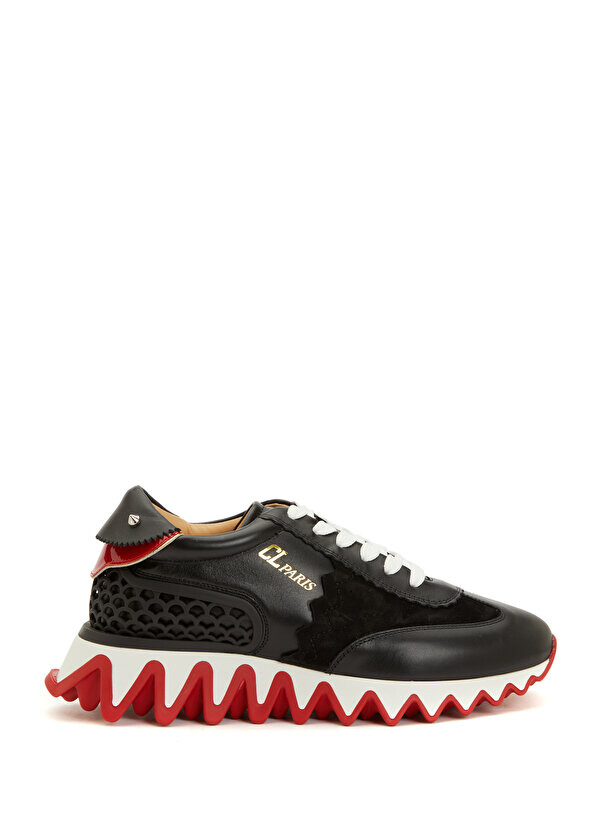 

Женские кожаные кроссовки на черной подошве с геометрическим рисунком Christian Louboutin