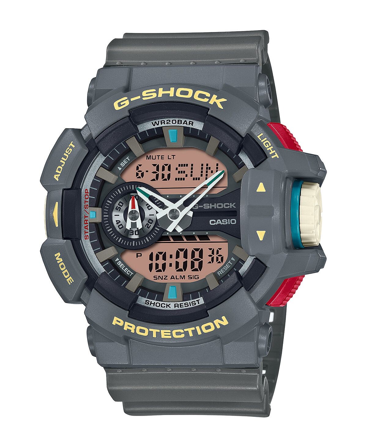 

Мужские аналоговые цифровые часы из серой смолы, 51,9 мм, GA400PC-8A G-Shock
