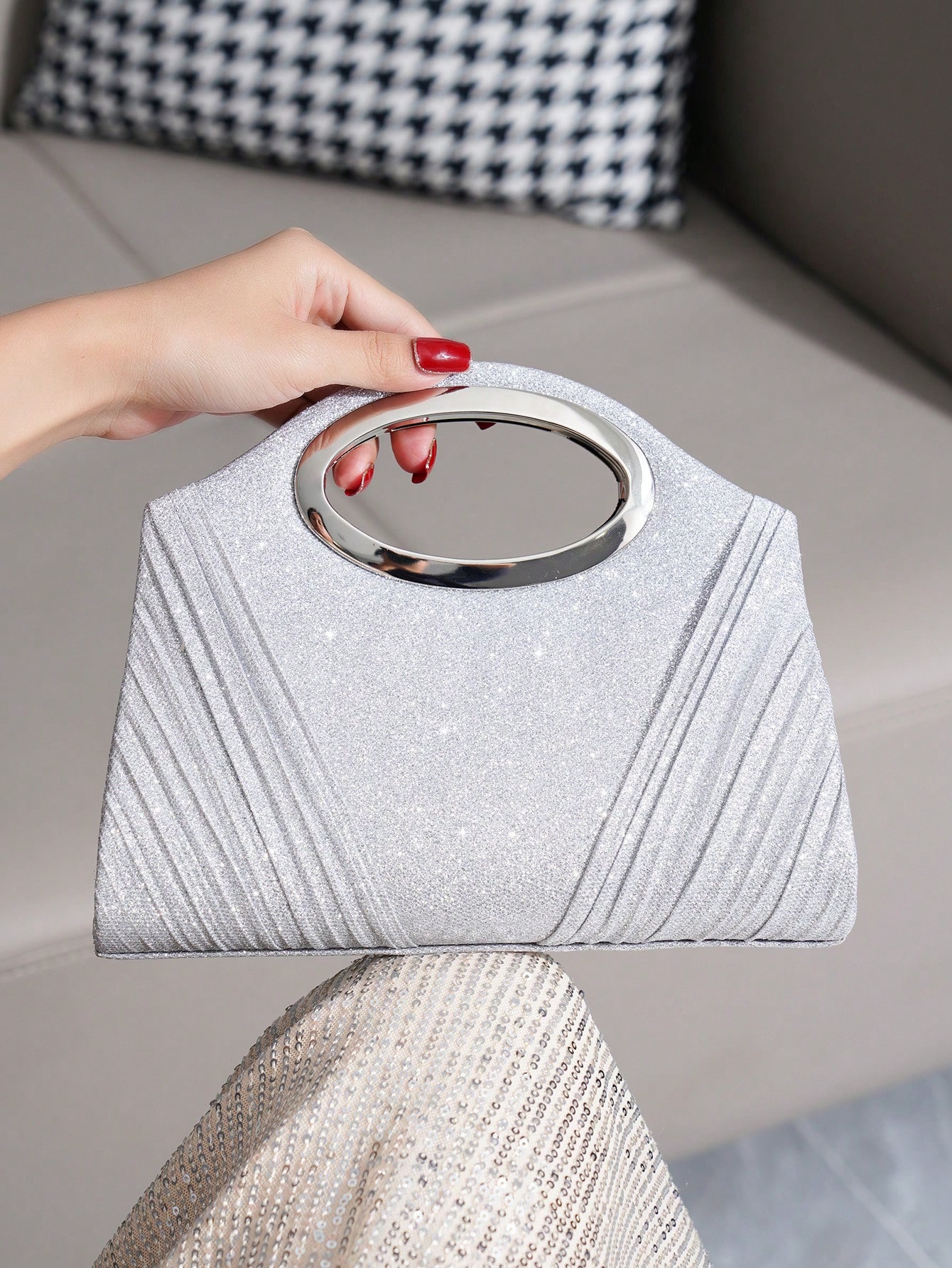 Вечерняя сумка, серебро маленькая квадратная сумка через плечо с цепочным ремешком и модной сумочкой с принтом многоцветный