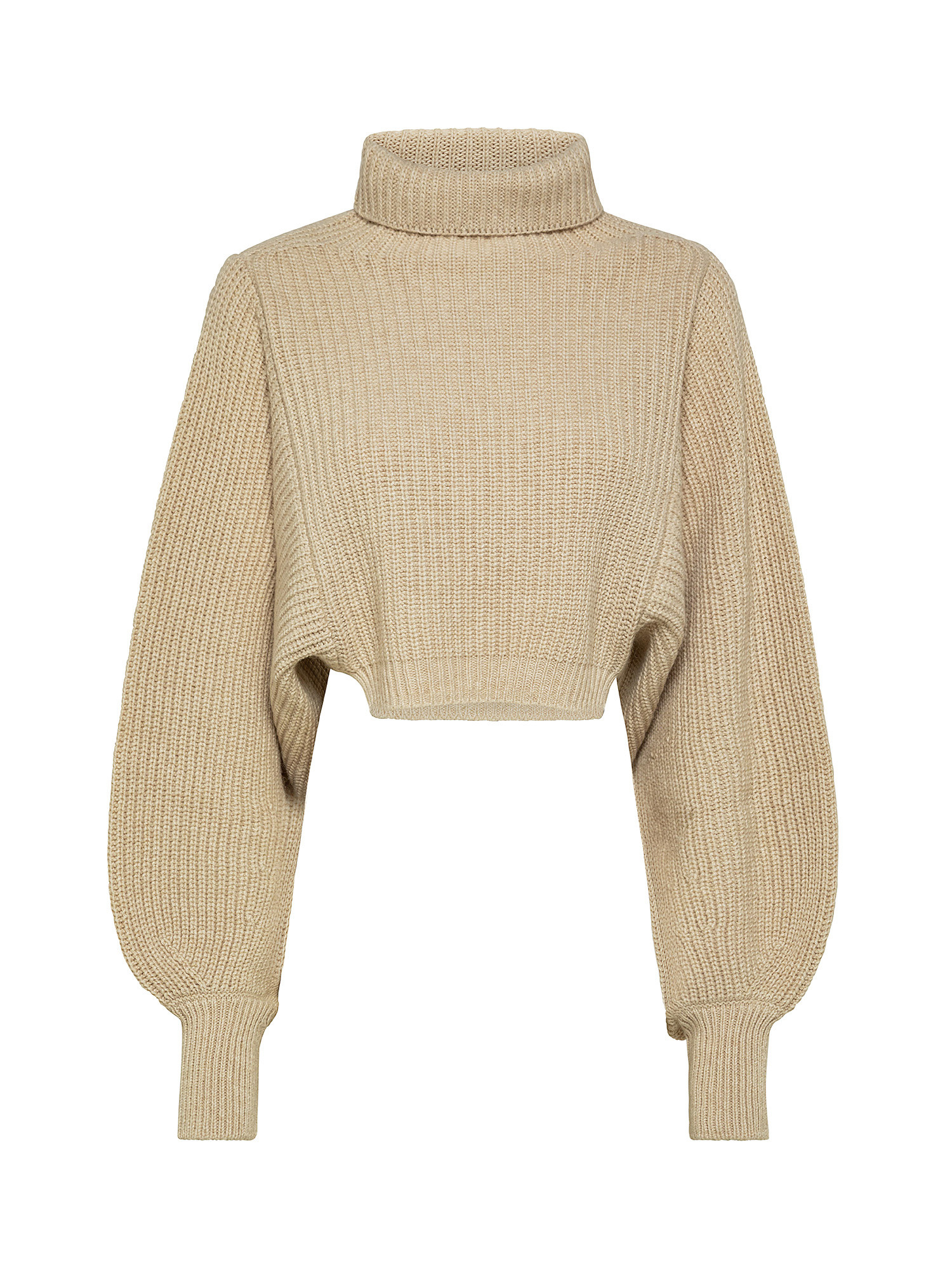 Укороченный свитер оверсайз из смесовой шерсти в рубчик. Attic And Barn, бежевый
