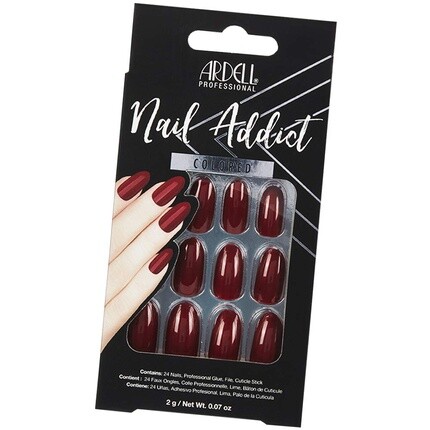 

Nail Addict - Глоток вина | 24 накладных ногтя темно-красного цвета с клеем, Ardell