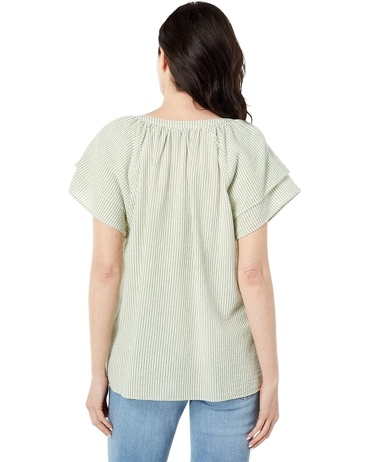 цена Блуза Dylan by True Grit Charlie Cotton Linen Ruffle Sleeve Blouse, зеленый