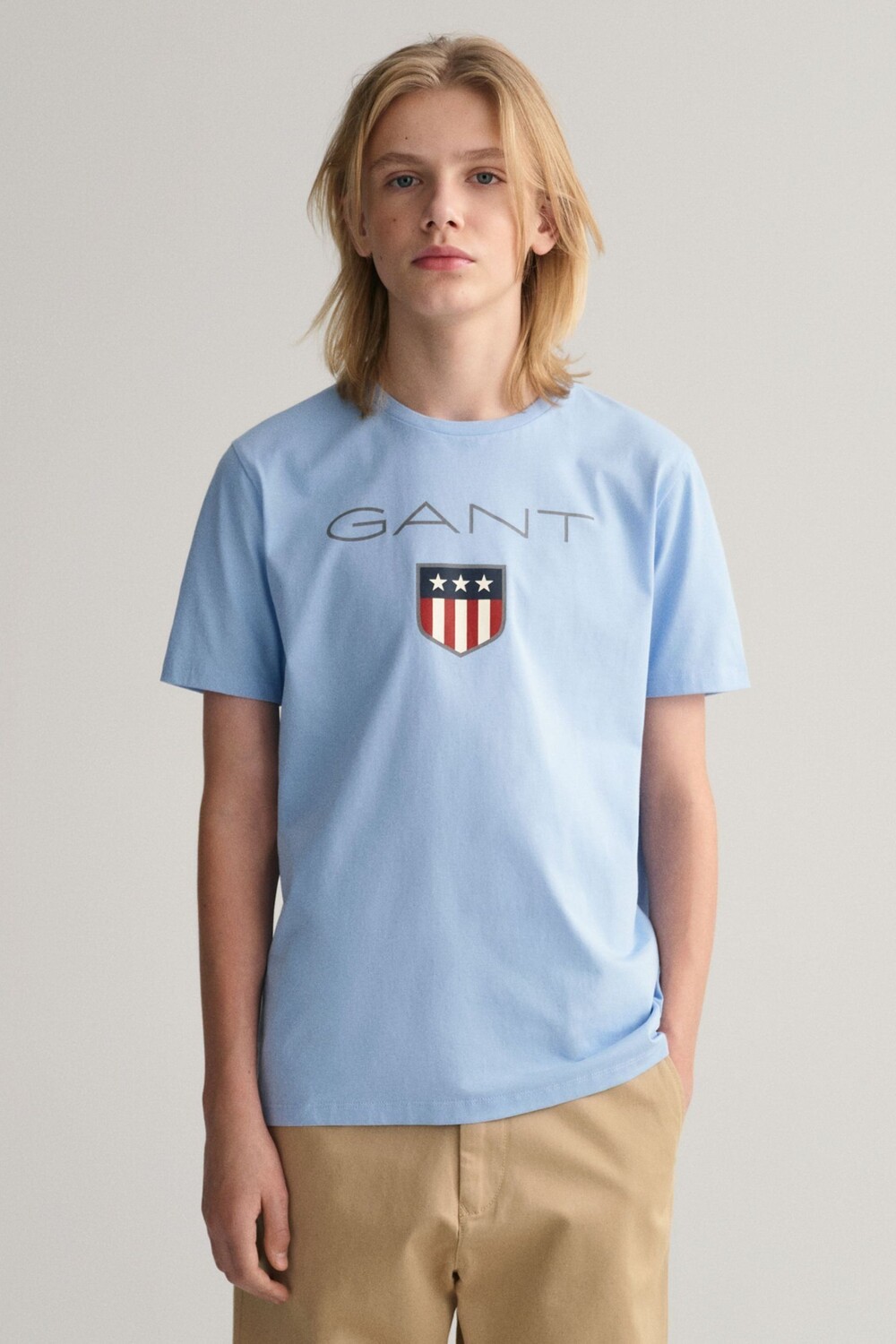 

Голубая футболка Shield с логотипом GANT, синий