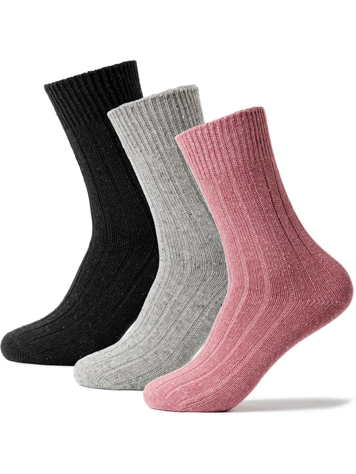 

Носки Occulto 3er Pack Warme Woll Leni, цвет schwarz-grau-pink