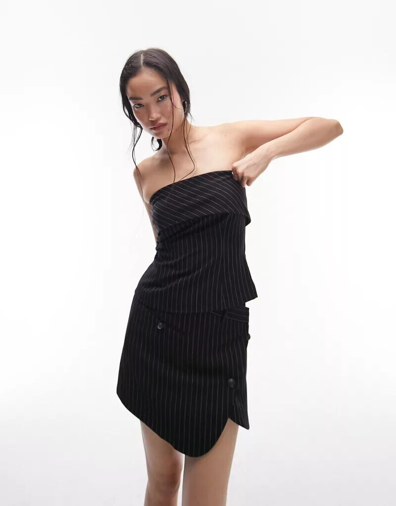 

Topshop – элегантный топ Carmen с воротником в черно-белую полоску