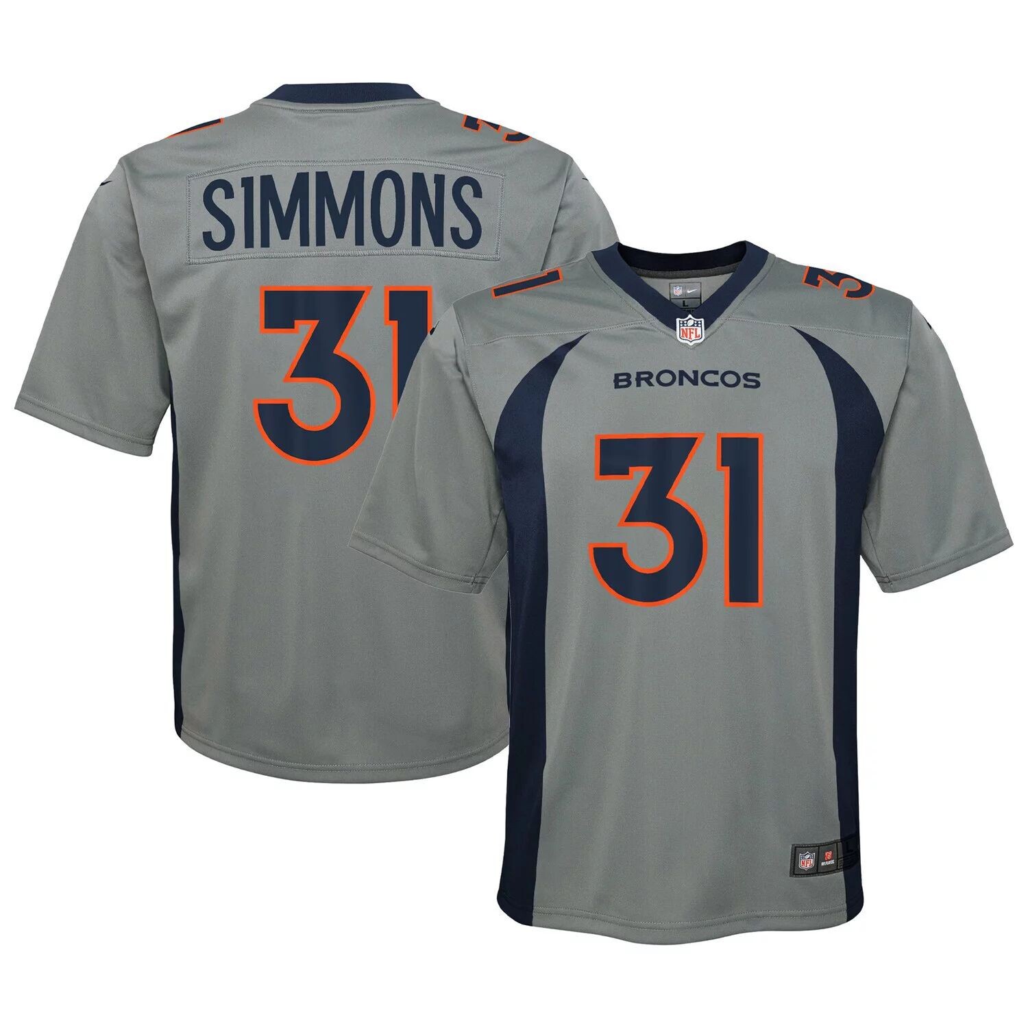 

Молодежная футболка Nike Justin Simmons Grey Denver Broncos Inverted Game Джерси Nike