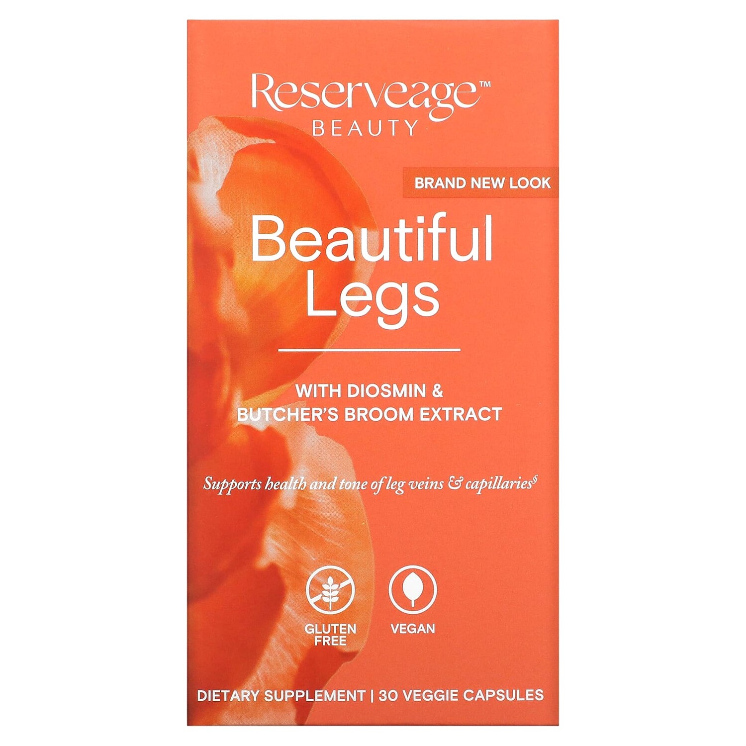 

Beautiful Legs с диосмином и ресвератролом, 30 растительных капсул, Reserveage Nutrition
