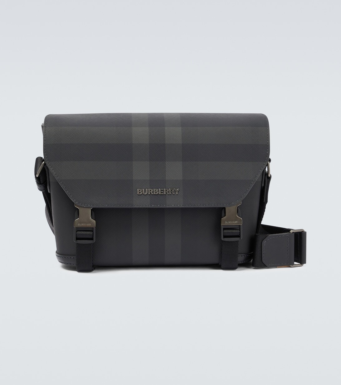 

Темно-серая сумка-мессенджер в клетку Burberry, серый