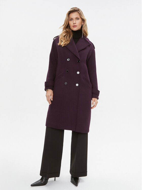 Шерстяное пальто обычного кроя Morgan, фиолетовый
