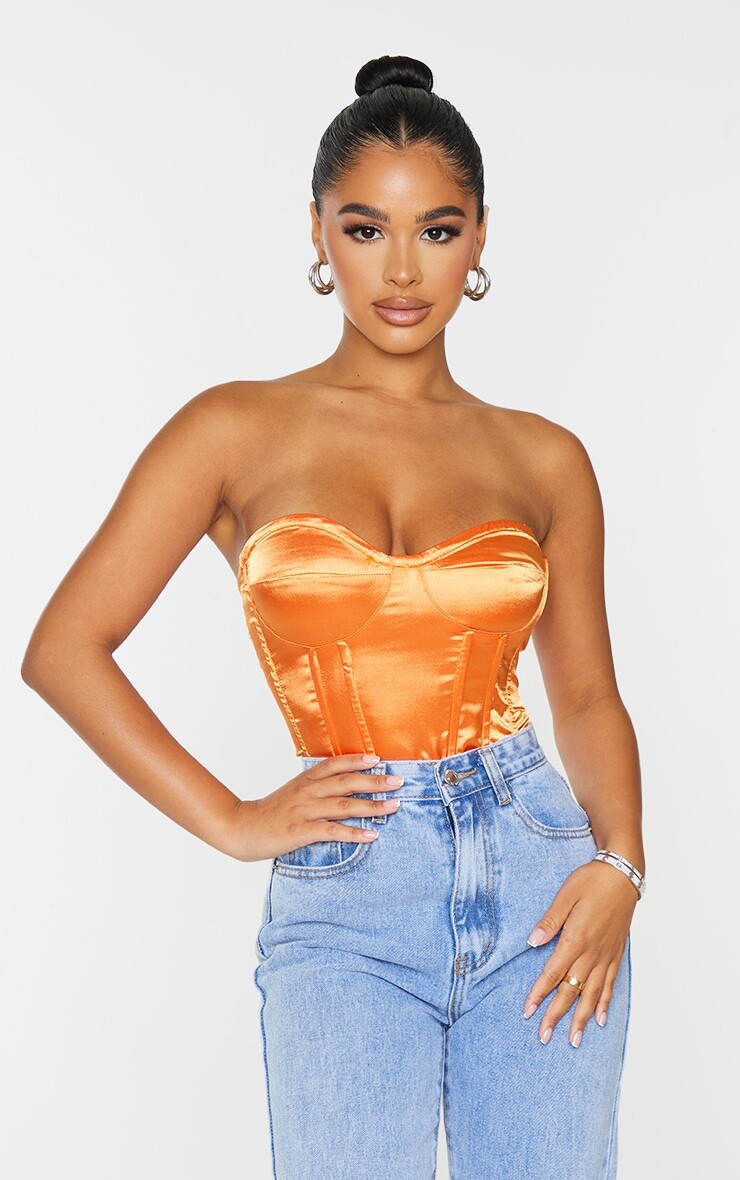 

PrettyLittleThing Атласный корсет Petite Burnt Orange Petite