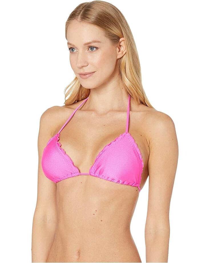 

Топ бикини Luli Fama Cosita Buena Wavey Triangle Bikini Top, цвет Poppin Pink