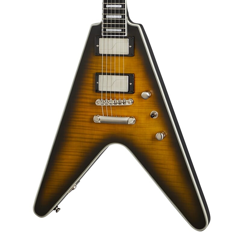 

Epiphone Flying V Prophecy — желтый тигровый состаренный глянец