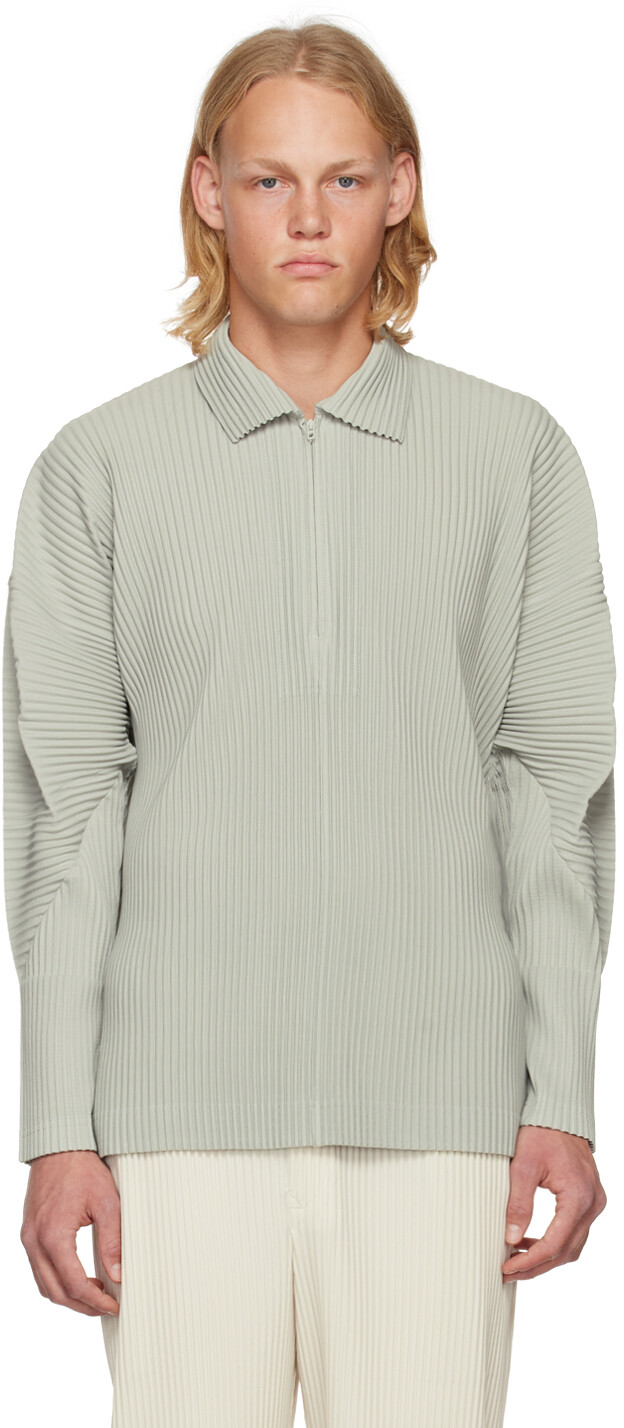 

Зеленая футболка-поло Monthly Color November Homme Plissé Issey Miyake, Зеленый