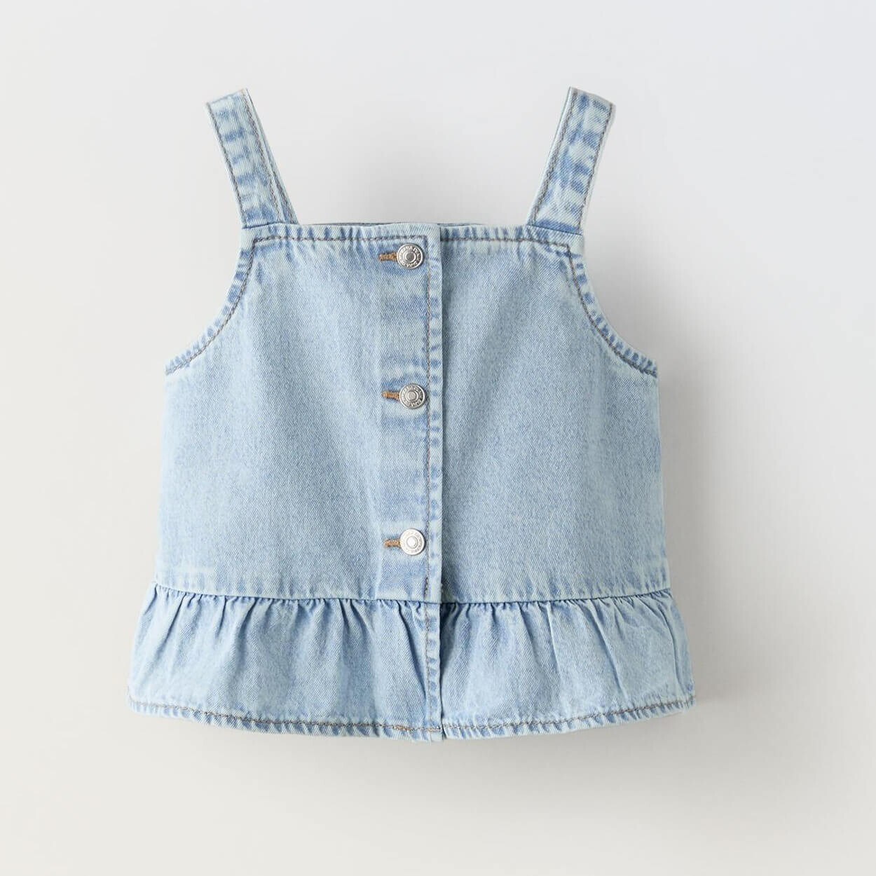 

Топ джинсовый Zara With Frills, голубой, Синий