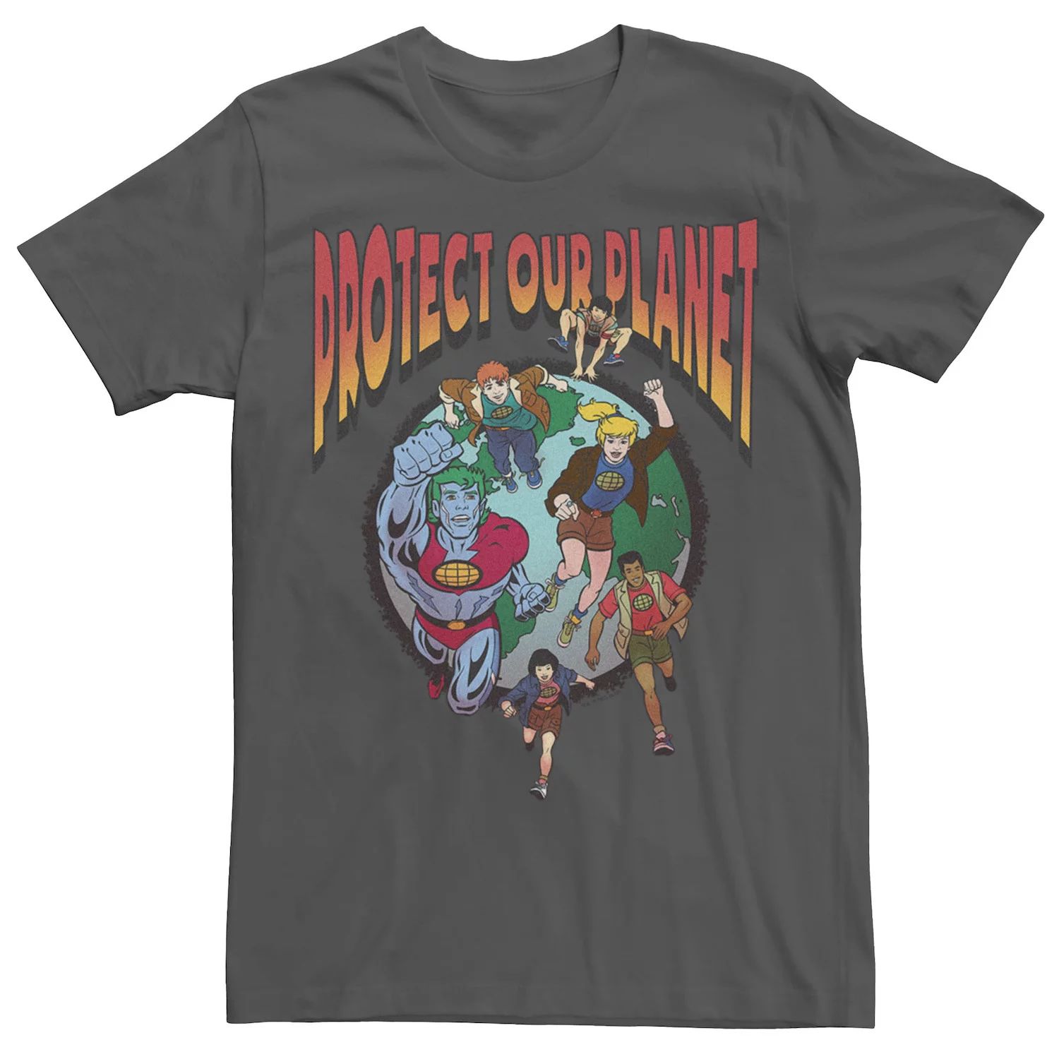 Мужская футболка «Капитан Планета и Планаты защищают нашу планету Земля» Licensed Character